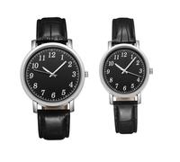 minkissy 2pcs Quality Alloy Glass Couples Watches Black for Ladies Men Casual Leisure Watch for Couples
