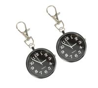 minkissy 2pcs Quartz Pocket Watches Large Dial Zinc Alloy Stylish Hanging Nurses Watch Easy Time Reading Black Fashionable Chest for Elderly and Students Birthday Wedding