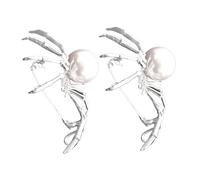 minkissy 2pcs Realistic Spider Brooch Pins Silver Base White Pearl Insect Badge Decoration for Halloween Party Costumes Clothing Hat Accessories