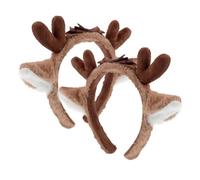 minkissy 2pcs Reindeer Ears Headband Plush Animal Hair Accessory for Adults and Christmas Party Cosplay Holiday Dress Up Cute Antler Headband