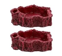 minkissy 2pcs Resin Reptile Feeding Bowls and Water Dishes for Tortoise Lizard Snake with Red Shallow Design, Suitable for Terrarium and Reptile Habitat Use