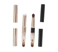 minkissy 2pcs Reusable Dual Ended Silicone Lip Brush with Protective Cap Soft Skin Friendly Applicator for Precise Lipstick and Gloss Blending Portable Makeup Tool in Elegant Gold and Black