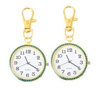 minkissy 2pcs Rhinestone Keychain Watch Dad Pocket Watch Key Ring for Men Women Boys and Girls Nurse Students Christmas Gifts