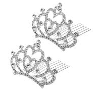 minkissy 2Pcs Rhinestone Tiara Comb for Girls Crystal Crown Hair Comb Lightweight Mini Headpiece for Dance Recitals Performances Parties and Birthday Dress up