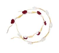 minkissy 2pcs Rose Headbands for Women Pearl Hair Accessories in White and Burgundy Stylish French Vintage Hair Bands for Face Washing and Everyday Use