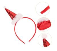 minkissy 2pcs Santa Hat Headbands Christmas Party Accessories for Adults and Plastic Cloth Material Comfortable Festive Headwear