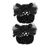 minkissy 2pcs Satin Bow Hairnet Bag for Bun Cover Stewardess Hair Accessories Ribbon Bowknot Snood Net for Women Fine Hair