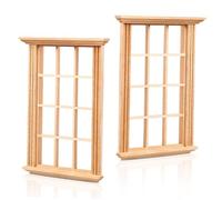 minkissy 2pcs Scale Mini Doll House Window Frames Simulated Twelve Lattice Design Model for Dollhouse Decoration and Photography Props
