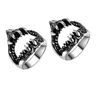 minkissy 2pcs Shark Mouth Men's Fashion Ring Durable Finger Ring for Parties Daily Wear Cosplay Unique Jewelry for Friends Stylish Shark Design