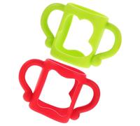 minkissy 2pcs Silicone Bottle Handles Ergonomic Grip for Newborns Feeding Bottles Portable Red Green