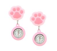 minkissy 2pcs Silicone Cat Paw-Shaped Nurse Pocket Watches with Firm Installation and Safe Use, Creative Hanging Clip Design for Nursing Students and Doctors