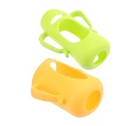 minkissy 2Pcs Silicone Feeding Bottle Covers Yellow Green Non Slip Design Easy to Clean and Install for Milk Bottles