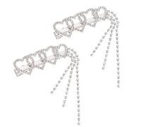 minkissy 2pcs Silver Heart Hair Clips with Rhinestone Tassel, Elegant Alloy Hair Clamps, Decorative Effect and Photo Prop, for Weddings and Anniversaries