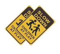 minkissy 2pcs Slow Down Signs at Play Safety Signs for Street Lawn Bright Playful Designs for Enhanced Visibility Easy Installation for Neighborhood Safety