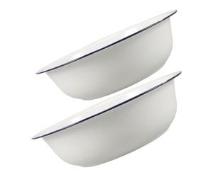 minkissy 2pcs Spa Pedicure Tub Retro Enamel Foot Wash Basin 15.7x11.8x5.9inch Scratch Resistant Easy to Clean Vintage Design for Massage Clients