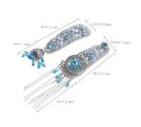 minkissy 2pcs Sparkling Rhinestone Tassel Hair Clips with Simulated Pearls Ethnic Blue Yurt Design Durable Stylish Barrettes for Wedding Party and Daily Wear