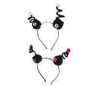 minkissy 2pcs Spooky Eyeball Halloween Headbands Set Flexible Funny Hair Hoops for Costume Party Monster Cosplay Performance Accessories in Red and Purple