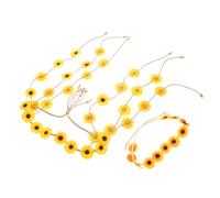 minkissy 2pcs Sun Flower Headband Festival Hair Bands for Women Bride Crown Garland Headpiece Wedding Floral Accessories Sunflower Decorations Hoop Woman Hippie Fabric