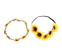 minkissy 2pcs Sunflower Headbands Sunflower Hair Wreath Hawaiian Stretch Flower Headband Floral Headpiece for Wedding Party Festival Womens Headbands