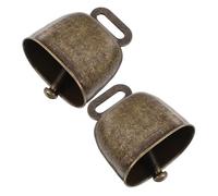 minkissy 2Pcs Super Loud Cowbells Noisemaker with Handle Square Shape Iron Calling Bells for Outdoor Sports Football Games Weddings Birthday Parties Durable Bronze Rustic Cheer Accessories