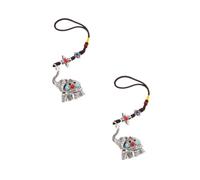 minkissy 2pcs Tibetan Elephant Amulet Pendant Fortune Charm for Rear View Mirror Home Decor Office Lucky Elephant Keychain Ornament Feng Shui Animal Loved Ones