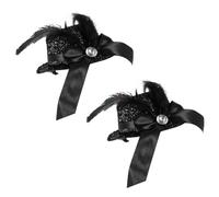 minkissy 2pcs Top Hat Hair Clips Black Fascinators Hair Clips Cocktail Hat Headpiece Top Hat Costume Hair Accessory for Women Miss Ladies