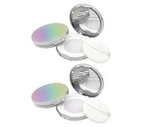 minkissy 2pcs Ultra Thin Portable Empty Loose Powder Boxes Puff and Mirror Cosmetic Powder Cases for Makeup The Go for Diy Loose Mixing and Storage