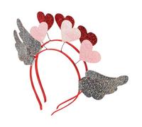 minkissy 2pcs Valentine Heart Headband Glitter Hair Hoop for Bride Party Red Pink Wedding Accessory