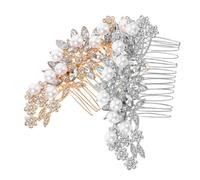 minkissy 2pcs Vintage Artificial Pearl Rhinestone Hair Side Comb Bridal Wedding Headdress Hair Accessories for Brides Bridesmaids Women