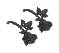 minkissy 2pcs Vintage Cast Iron Rose Flower-Shaped Wall Coat Hooks Set with Anti-Fading Finish, Rustic Metal Storage Solution for Hanging Handbags and Hats in Home or Bedroom