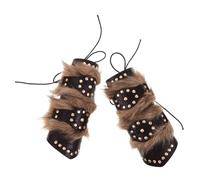minkissy 2pcs Vintage Embossed PU Leather Wristband Studded Medieval Bracers with Fuzzy Texture Renaissance Costume Arm Guards for Viking Cosplay Halloween and Stage Performances