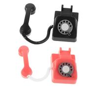 minkissy 2Pcs Vintage Miniature Dollhouse Rotary Phone Model Realistic Retro Desk Telephone Decoration Lightweight Photography Prop Collectible Miniature Enthusiasts Red Black