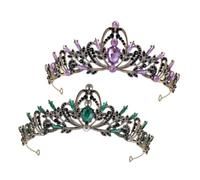 minkissy 2Pcs Vintage Rhinestone Bridal Tiara Elegant Leaf Crown Hair Accessories for Weddings Parties and Celebrations Dazzling Headband for Brides and Women