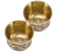 minkissy 2pcs Vintage Tea Cup Set with Chinese Dragon Pattern, Zinc Alloy Material, Golden Colour, Good Decorative Effect and Sturdy, for Home Tea Drinking and Traditional Chinese Style