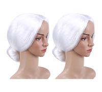 minkissy 2pcs White Old Lady Wig Santa Bun Old Front Wig Santa Bun White Aged Mrs Costume for Women Christmas Cosplay Santa Wig (White)