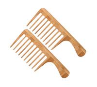 minkissy 2pcs Wide Tooth Bamboo Hair Comb for Men Women Curly Hair Styling Comb Detangling Beard Brush Large Tooth