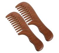 minkissy 2pcs Wide Tooth Comb for Curly Hair Wooden Detangle Combs with Scalp Massage Curve Static Hair Styling Tools for Men and Women Comfortable Grip for Daily Use