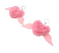 minkissy 2pcs Wings Love Pendant Valentine Day Valentines Keychains Heart Shape Keychains Heart Decor Shape Key Chain Tag Girl Key Rings Cute Charms Valentines Day Present Girly Pink