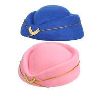 minkissy 2pcs Women's Flight Attendant Hat Stylish Cosplay Beret for Air Hostess Costume for Theatrical Performances Role Play Parties and Daily Wear