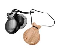 minkissy 2pcs Wooden Castanets Wood Clappers for Adults Fun Percussion Instrument for Musical Activities for Performance Education Spanish Design Natural Black