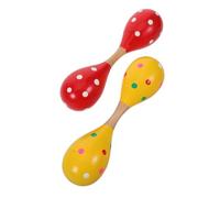minkissy 2pcs Wooden Double-headed Maracas for Sustainable Early Education Musical Instruments Compact Hand Percussion Shakers for Rhythm Training and Auditory Development