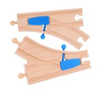 minkissy 2pcs Wooden Train Track Accessories for Train Set Curved Switch Track Safe Material for Cognitive Development and Imaginative Play