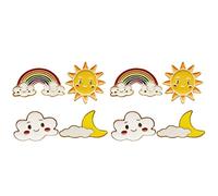 minkissy 2sets Cartoon Breastpins Decorative Alloy Brooches with Cloud Rainbow Design for Clothing Ornaments Stylish Pins for Sweater Cardigans and Daily Wear 4pcs*2