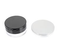 minkissy 2sets Loose Powder Box Mirror Puff Black Silver Portable Makeup Powder Containers for Travel Office School