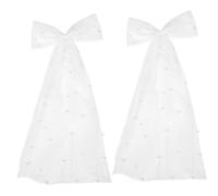 minkissy 2sets Pearl Veil Bow Clip for Wedding Elegant Bridal Hair Accessory Simple Headpiece for Special Occasions Decorative and Safe Hair Clips for Women 2pcs*2