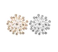 minkissy 2sets Snowflake Brooches for Women Pearl Rhinestone Decor Chic Fashion Accessory for Christmas Party Delicate Cloth Decoration 2pcs*2
