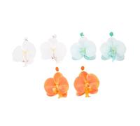 minkissy 3 Pairs Colorful Butterfly Orchid Flower Earrings for Women Lightweight Floral Dangle Boho Jewelry Hawaiian Vacation Beach Party Accessories