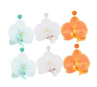 minkissy 3 Pairs Floral Earrings Cute Flower Dangle Jewelry with Butterfly Orchid Design for Women Elegant Beach Accessories for Summer Vacation Hawaiian Parties Green Orange White
