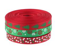 minkissy 3 Rolls Christmas Grosgrain Ribbon Yards Each Festive Printed Ribbon for DIY Wreaths Gift Wrapping Flower Packaging Durable with Fadeproof Designs for Holiday Crafts and Home