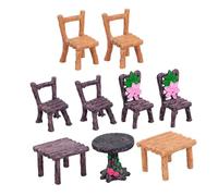 minkissy 3 Sets Miniature Resin Table and Chairs Dollhouse Furniture Ornament for Micro Landscape Decoration Fade Resistant Micro Resin Statues Versatile DIY Fairy Garden Accessories for